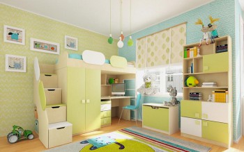 Детская комната Эппл (Зеленый/Белый/корпус Клен) в Новолуговом - novolugovoe.mebel54.com | фото