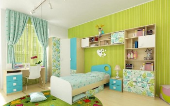 Детская комната Твит (Белый/Зеленый/корпус Клен) в Новолуговом - novolugovoe.mebel54.com | фото