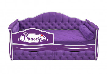 Кровать 160 серии Иллюзия 2 ящика 32 Фиолетовый (мягкие боковые накладки/подушка валик) в Новолуговом - novolugovoe.mebel54.com | фото