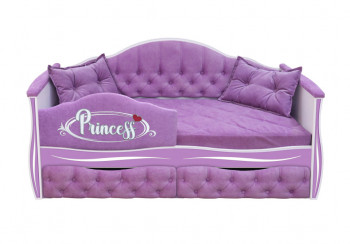 Кровать 160 серии Иллюзия 2 ящика 67 Светло-фиолетовый (подушки/мягкий бортик) в Новолуговом - novolugovoe.mebel54.com | фото
