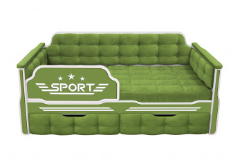 Кровать 160 серии Спорт 2 ящика 76 Зелёный (мягкие боковые накладки) в Новолуговом - novolugovoe.mebel54.com | фото