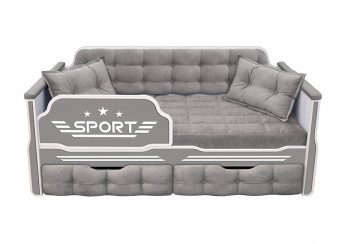 Кровать 180 серии Спорт 2 ящика 45 Серый (подушки) в Новолуговом - novolugovoe.mebel54.com | фото