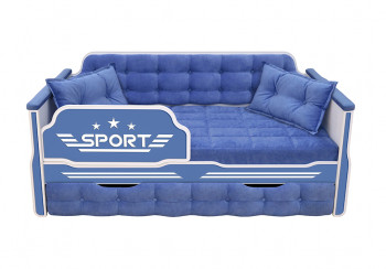 Кровать 190 серии Спорт 1 ящик 85 Синий (подушки) в Новолуговом - novolugovoe.mebel54.com | фото