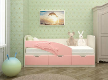 Кровать детская 1,6м Дельфин (Розовый металлик) в Новолуговом - novolugovoe.mebel54.com | фото