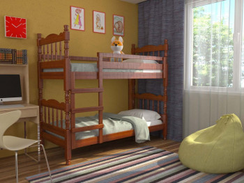 Кровать двухъярусная Соня из массива сосны 800*1890 Орех в Новолуговом - novolugovoe.mebel54.com | фото