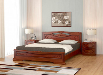 Кровать Карина-7 из массива сосны 1400*2000 Орех в Новолуговом - novolugovoe.mebel54.com | фото