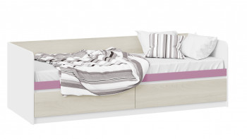 Кровать «Сканди» с 2 ящиками Дуб Гарден/Белый/Лиловый в Новолуговом - novolugovoe.mebel54.com | фото