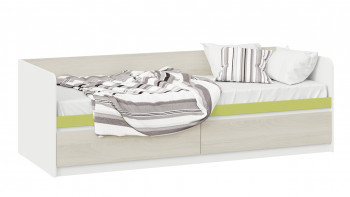 Кровать «Сканди» с 2 ящиками Дуб Гарден/Белый/Зеленый в Новолуговом - novolugovoe.mebel54.com | фото