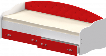 Кровать Софа-7 с мягкой спинкой (800х1900) Белый/Красный в Новолуговом - novolugovoe.mebel54.com | фото