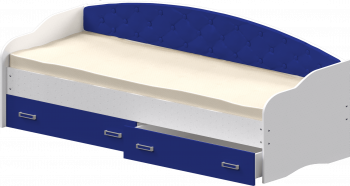 Кровать Софа-7 с мягкой спинкой (800х1900) Белый/Синий в Новолуговом - novolugovoe.mebel54.com | фото