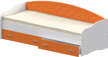 Кровать Софа-7 с мягкой спинкой (800х2000) Белый/Оранжевый в Новолуговом - novolugovoe.mebel54.com | фото
