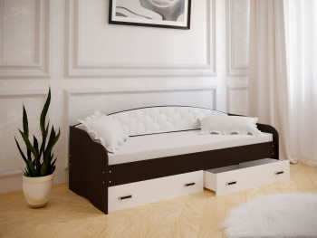 Кровать Софа-8 с мягкой спинкой (900х1900) Венге/ Белый в Новолуговом - novolugovoe.mebel54.com | фото