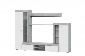 Мебель для гостиной МГС 5 Цемент светлый / Белый в Новолуговом - novolugovoe.mebel54.com | фото