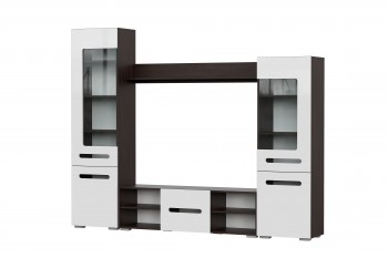 Мебель для гостиной МГС 6 (Исполнение 1/Венге/Белый глянец) в Новолуговом - novolugovoe.mebel54.com | фото