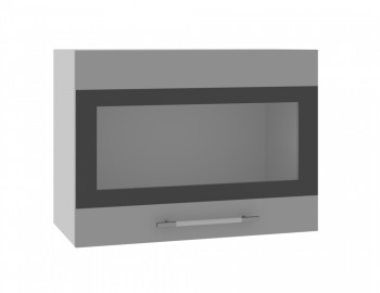 Норд ШВГС 600 Шкаф верхний горизонтальный со стеклом (Софт черный/корпус Белый) в Новолуговом - novolugovoe.mebel54.com | фото