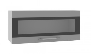 Норд ШВГС 800 Шкаф верхний горизонтальный со стеклом (Софт черный/корпус Белый) в Новолуговом - novolugovoe.mebel54.com | фото