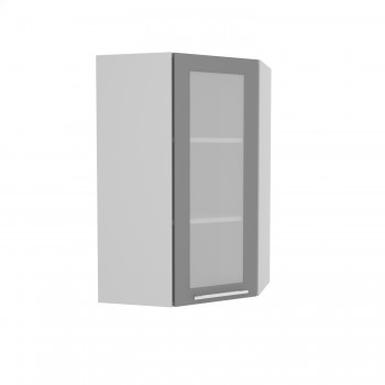 Норд ШВУС 600Н Шкаф верхний угловой (премьер) высокий (Софт черный/корпус Белый) в Новолуговом - novolugovoe.mebel54.com | фото
