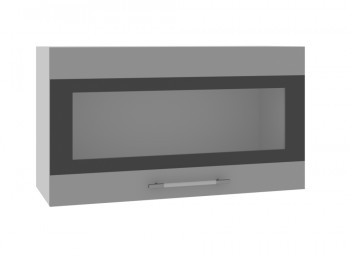 Ройс ВПГСФ 800 Шкаф верхний горизонтальный со стеклом с фотопечатью высокий (Графит софт/корпус Серый) в Новолуговом - novolugovoe.mebel54.com | фото