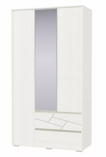 Шкаф 3-х дверный с ящиками Аделина 1200 Рамух белый в Новолуговом - novolugovoe.mebel54.com | фото