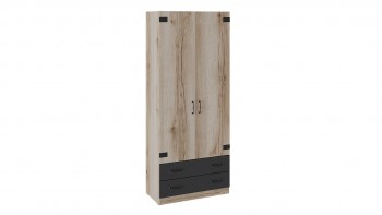 Шкаф для одежды комбинированный «Окланд» (Фон Черный/Дуб Делано) в Новолуговом - novolugovoe.mebel54.com | фото