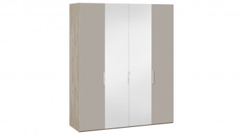 Шкаф комбинированный с 2 глухими и 2 зеркальными дверями «Эмбер» Баттл Рок/Серый глянец в Новолуговом - novolugovoe.mebel54.com | фото