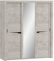 Шкаф трехдверный Соренто с раздвижными дверями Дуб бонифаций/Кофе структурный матовый в Новолуговом - novolugovoe.mebel54.com | фото
